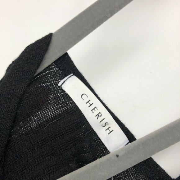 NWT Cherish black waffle knit draped open back long sleeve top  Small - Picture 8 of 14